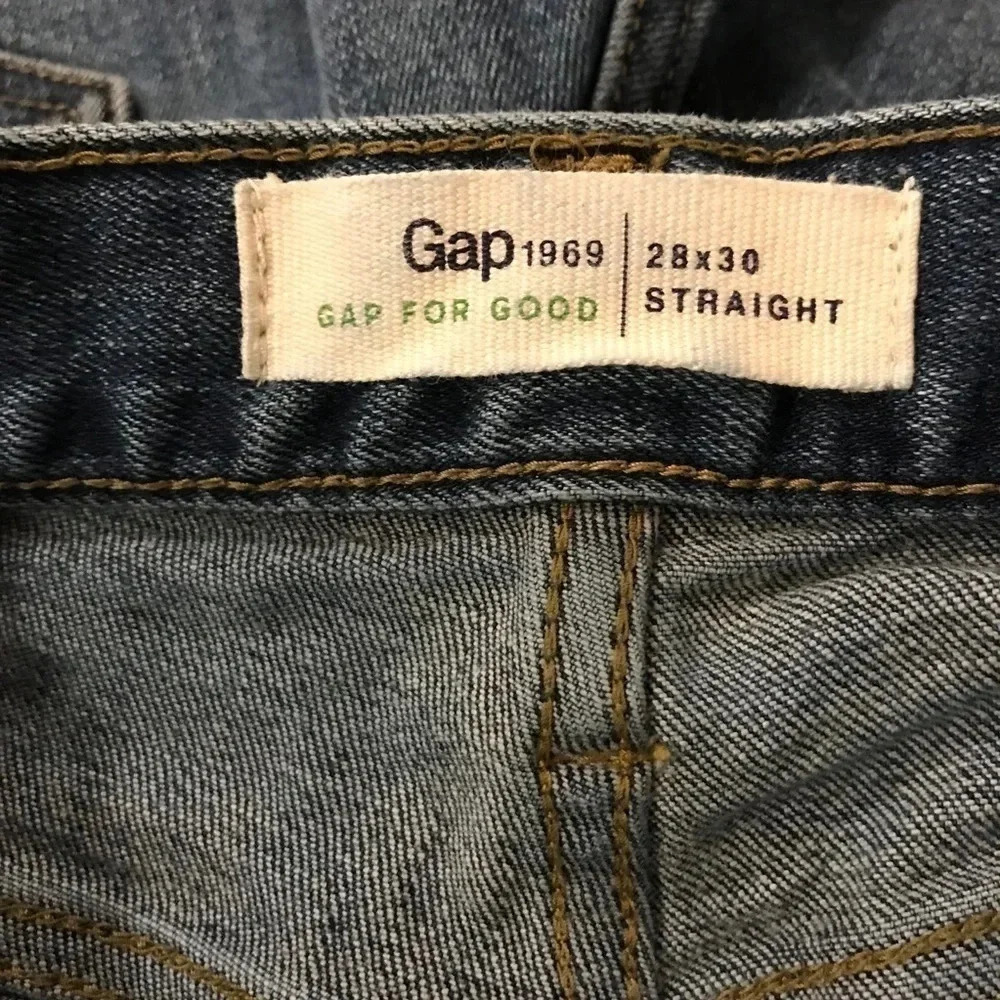GAP 1969 Straight Leg Blue Denim Jeans 28x30 size 28 W and 39 L - Picture 6 of 10